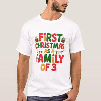 T-shirt Premier Noël en tant que famille de 3 Funny Matchi