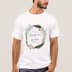 T-shirt Premier Noël en tant que Fête de M. et Mme Wreath