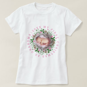 T-shirt Premier Noël en tant que grand-mère a couru rose