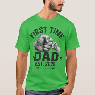 T-shirt Premier Papa Est 2025 Cadeaux Poing Nouveau Papa F