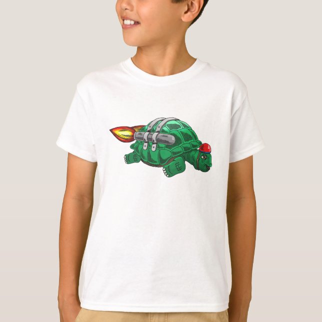 T-shirt Premier vol en jetpack de la tortue (Devant)