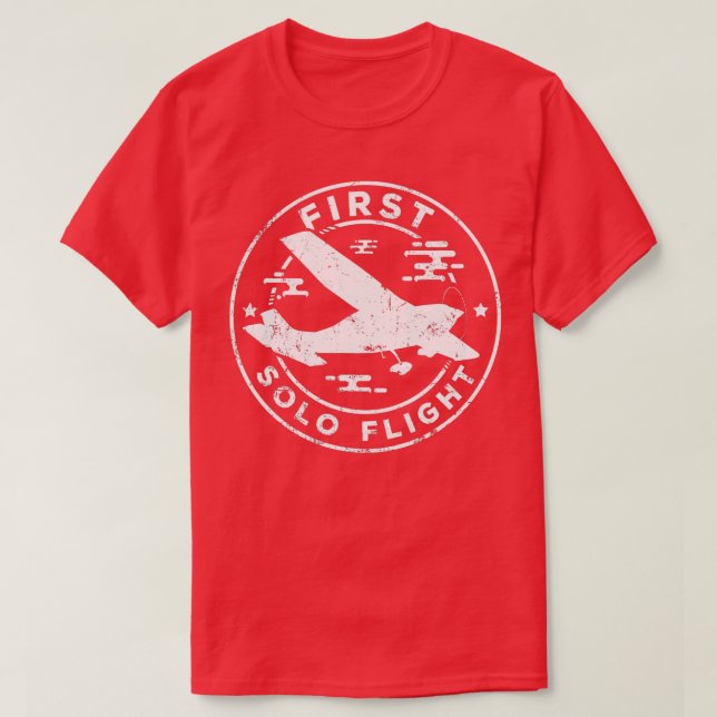 T-shirt Premier vol pilote d'avion à plan de vol solitaire (Design devant)