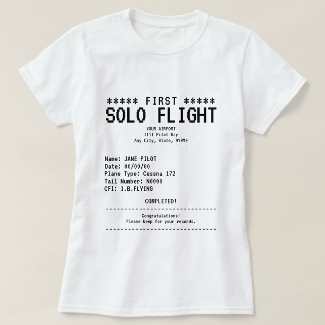 T-shirt Premier vol solo (Design devant)