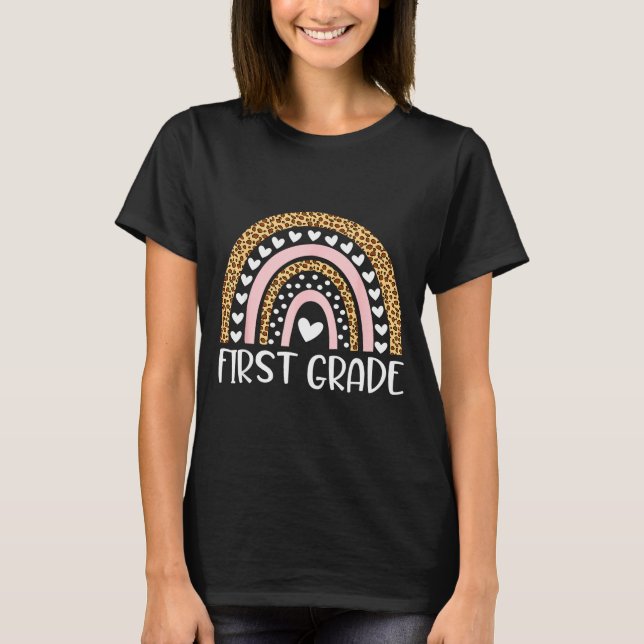 T-shirt Première année boho arc-en-ciel léopard rentrée sc (Devant)