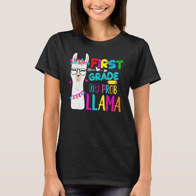 T-shirt Première Année No Prob Llama Enseignant 100e Jour  (Devant)