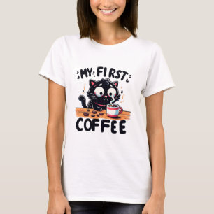 T-shirt Première aventure de café noir