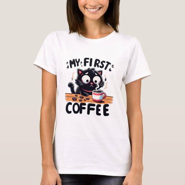 T-shirt Première aventure de café noir (Devant)