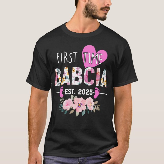 T-shirt Première Babcia 2025 Cadeaux Nouveau grand-mère bé (Devant)