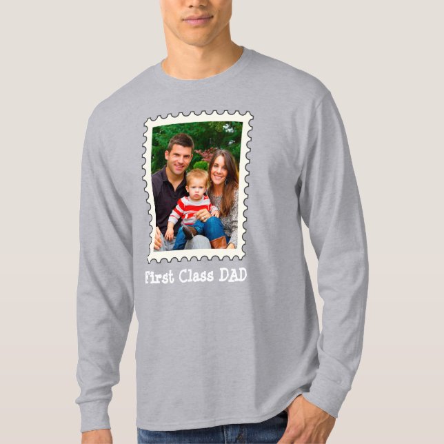 T-shirt PREMIÈRE CLASSE PAPA Meilleur papa Jamais photo pe (Devant)