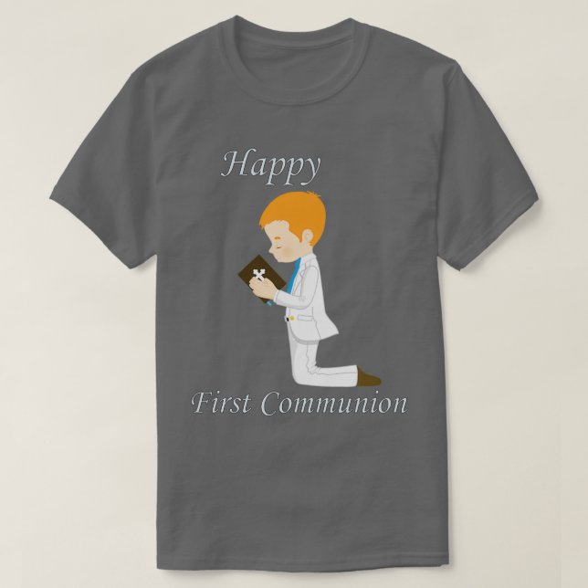 T-shirt Première communion Kneeling Redhead Boy (Design devant)