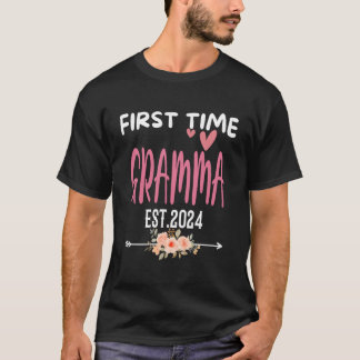 T-shirt Première Grossesse Fleur Mignonne Gramma Est2024