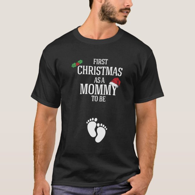 T-shirt Première maman de Noël à être Faire-part de grosse (Devant)