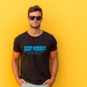 T-shirt Première papa jour lettre bleue ironique