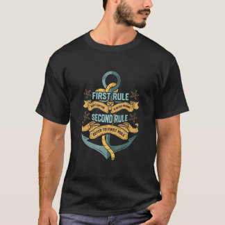 T-shirt Première Règle Le Capitaine De Bateau N'Est Jamais