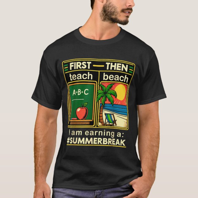 T-shirt Premièrement enseigner au professeur de la plage J (Devant)
