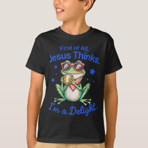 T-shirt Premièrement Jésus pense qu'une grenouille de déli