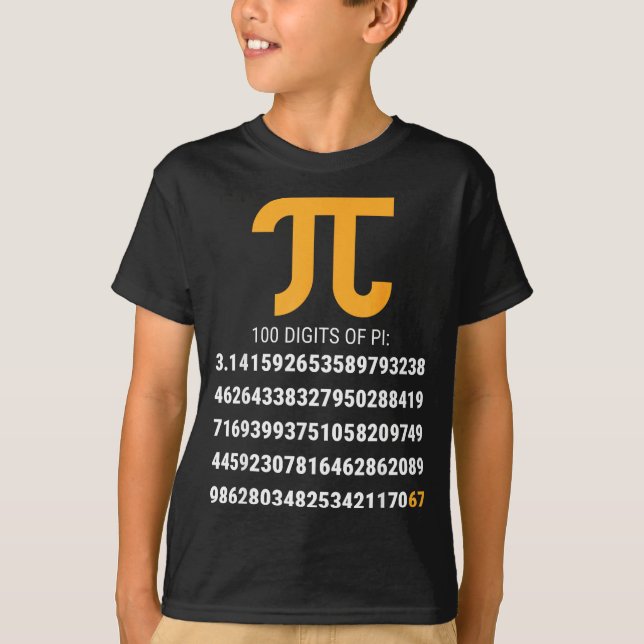 T-shirt Premiers 100 chiffres de Pi 67 nerds geeks profess (Devant)