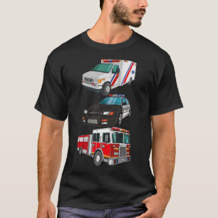 T-shirt Premiers intervenants Police Véhicule d'incendie A