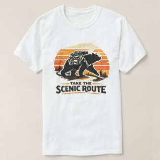 T-shirt Prenez la route panoramique Ours Randonnée Rétro E