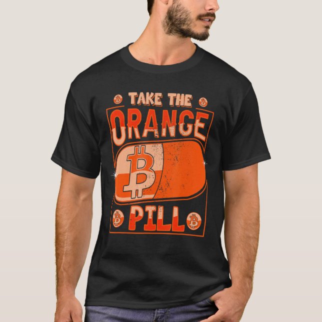 T-shirt Prenez L'Orange Pill Bitcoin Btc CryptoCurrency Bl (Devant)