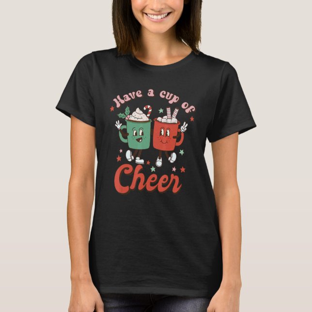 T-shirt Prenez Une Coupe De Coco Chaud De Noël Retro Joyeu (Devant)