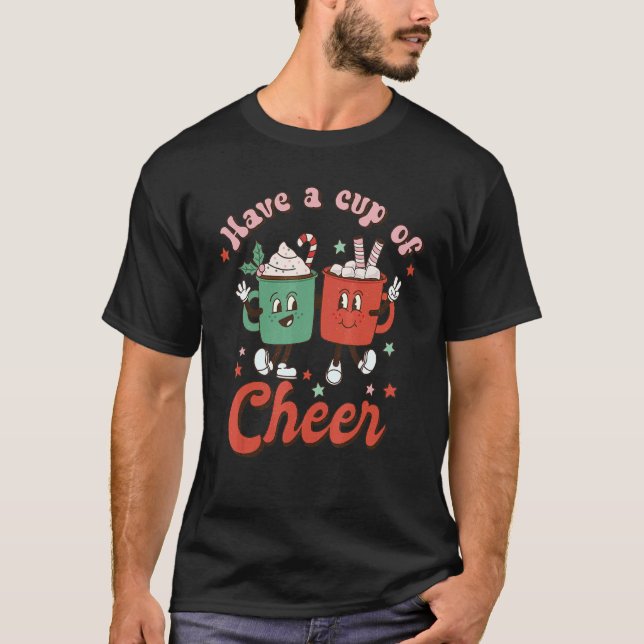 T-shirt Prenez Une Coupe De Coco Chaud De Noël Retro Joyeu (Devant)