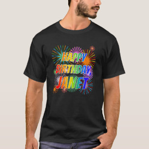 T-shirt Prénom "JANET", Fun "HEUREUX ANNIVERSAIRE"
