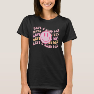T-shirt Prépa  Bonne Journée Visage Souriant Rose Esthétiq