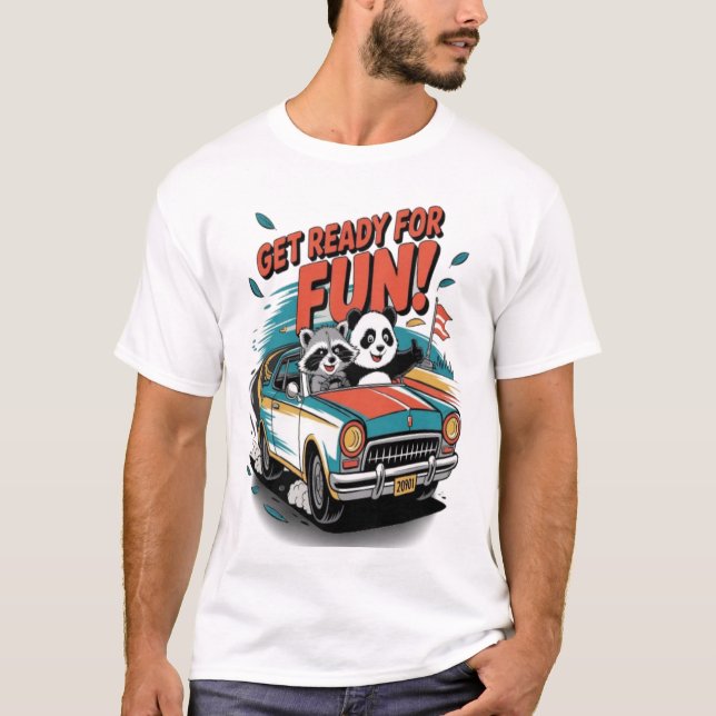 T-shirt Préparez-vous à vous amuser avec Raccoon & Panda s (Devant)