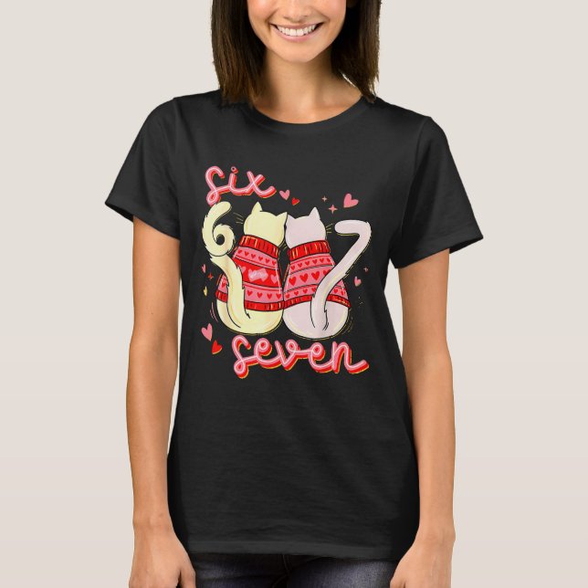 T-shirt Preppy 67 Valentine Six Seven Cat 6 7 Men Women Ki (Devant)