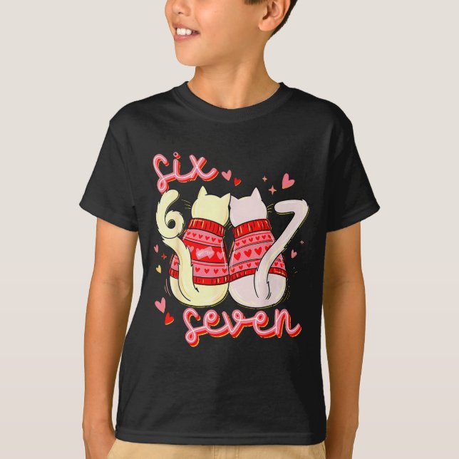 T-shirt Preppy 67 Valentine Six Seven Cat 6 7 Men Women Ki (Devant)
