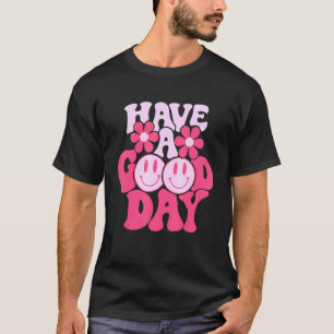 T-shirt Preppy Bonne Journée Sourire Visage Tendance Esth