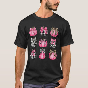 T-shirt Preppy Buffalo Plaid Citrouille rose Bow Coquette