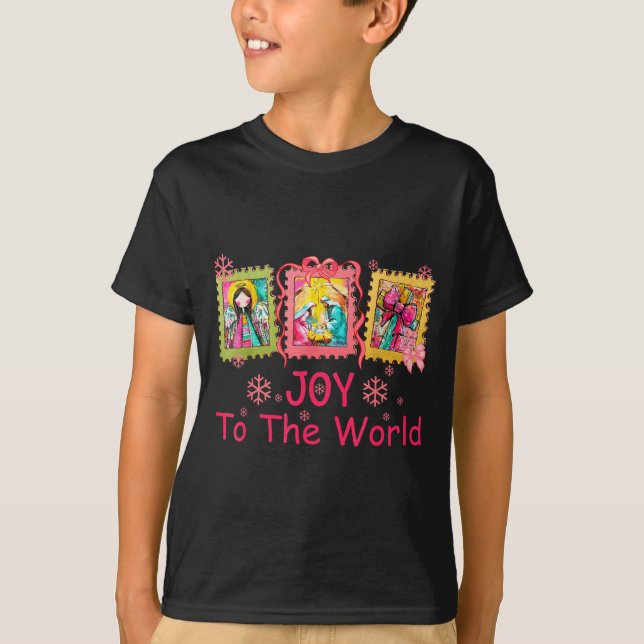 T-shirt Preppy Christian Christmas Joy Coquette Jesus Nati (Devant)