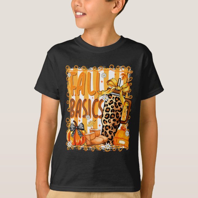 T-shirt Preppy Fall Basics Coquette Bow Pumpkin Autumn Wom (Devant)