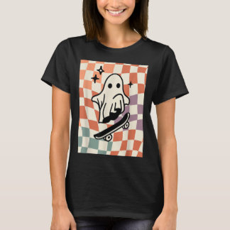 T-shirt Preppy Fall Skater Ghost Autumn Vibe Checker Cute