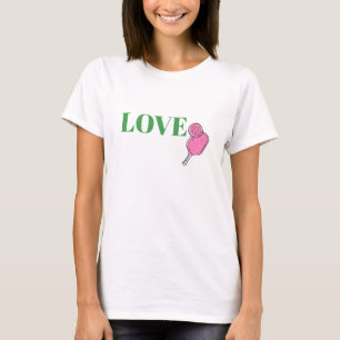 T-shirt Preppy Love Pickleball Pink Paddle Ball