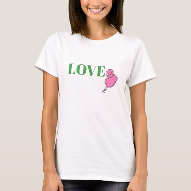T-shirt Preppy Love Pickleball Pink Paddle Ball (Devant)