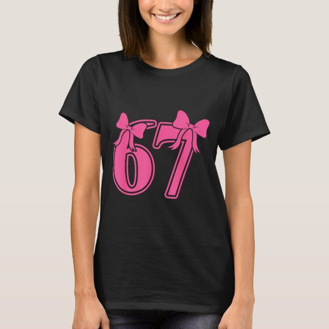 T-shirt Preppy Nk Coquette Bow Lace 67 Six Seven Meme Wome (Devant)