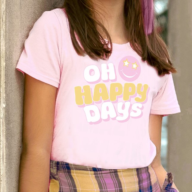 T-shirt Preppy Oh Happy Days slogan smilie face (Créateur téléchargé)