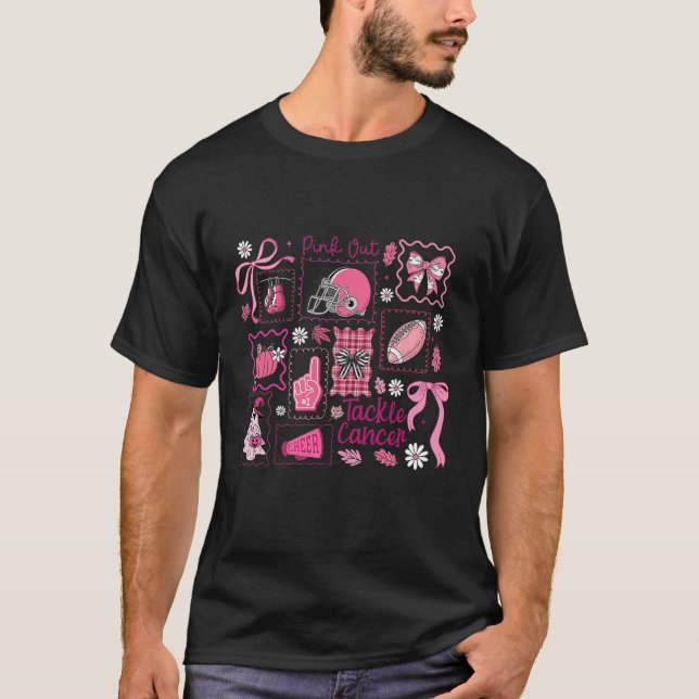 T-shirt Preppy Pink Out Tacker Cancer Du Sein Footll Bow H (Devant)