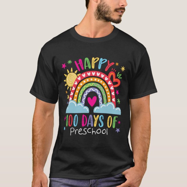 T-shirt Preschool Teacher Girls Kids Rainbow 100 Days Of S (Devant)