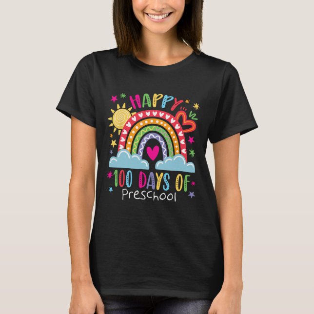 T-shirt Preschool Teacher Girls Kids Rainbow 100 Days Of S (Devant)