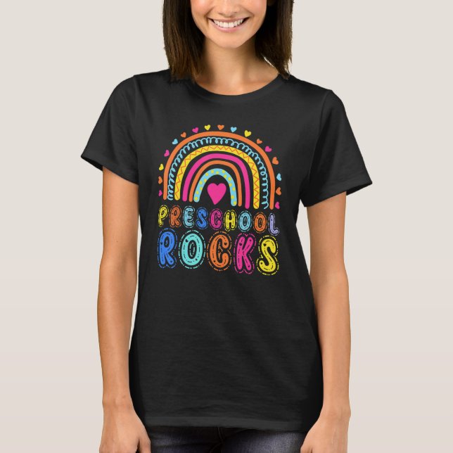 T-shirt Préscolaire Rocks Rainbow Girls Garçons Enseignant (Devant)