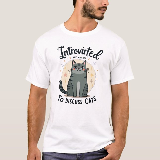 T-shirt Présenté mais prêt à discuter des chats (Devant)