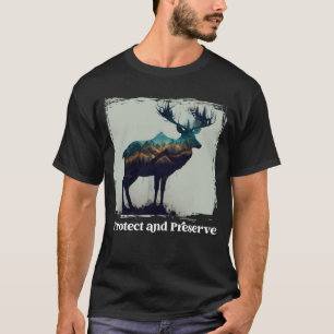 T-shirt Préserver et protéger le cerf du parc national Vin