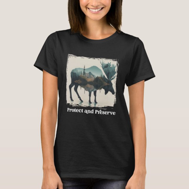 T-shirt Préserver et protéger le wapiti d'orignal du parc  (Devant)