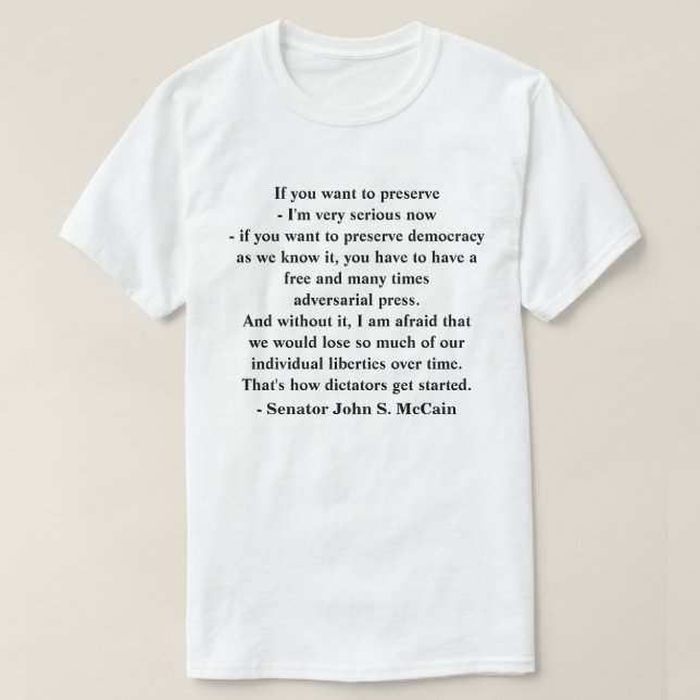 T-shirt Préserver la démocratie citée par le sénateur John (Design devant)
