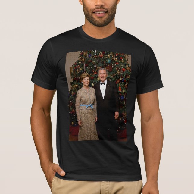 T-shirt Président George Bush, Laura Christmas Maison Blan (Devant)