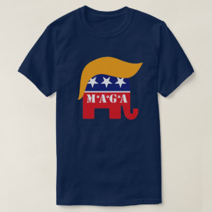 T-shirt Président Trump 2024 GOP Éléphant Logo Cheveux MAG